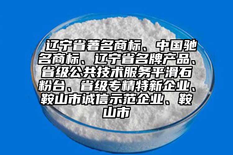  遼寧省著名商標(biāo)、中國(guó)馳名商標(biāo)、遼寧省名牌產(chǎn)品、省級(jí)公共技術(shù)服務(wù)平滑石粉臺(tái)、省級(jí)專精特新企業(yè)、鞍山市誠(chéng)信示范企業(yè)、鞍山市